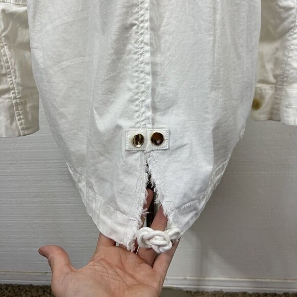 ATM Anthony Thomas Melillo M Womens White Field Full Zip Drawstring Zip Up Hood - Picture 10 of 13